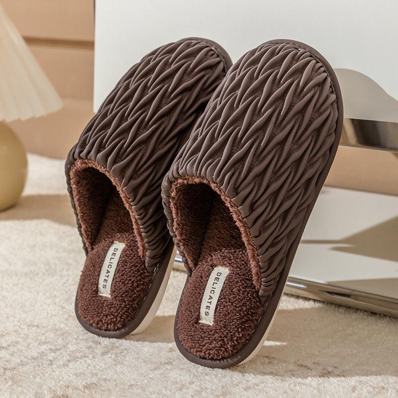 Cotton slippers women spring autumn winter winter home use indoor non-slip home warmth plush couple men