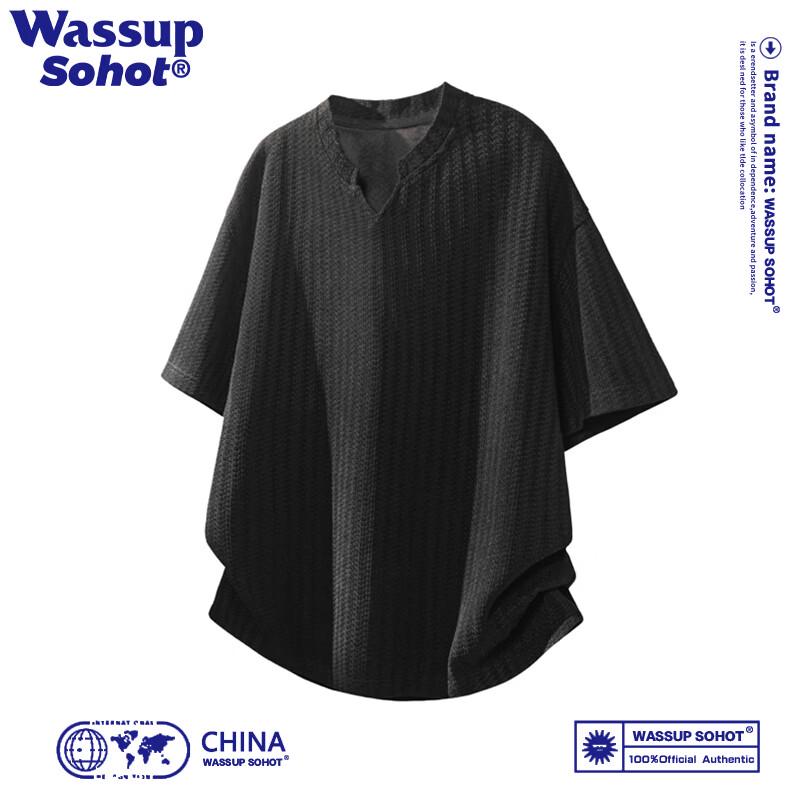 Wassup Sohot Men s Fishbone V-Neck Short Sleeve T-Shirt XL