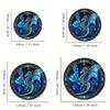Mystical Blue Dragon Round Rug, Intricate Celestial Pattern Indoor Outdoor Carpet for Camping Porch Balcony RV Durable Mat