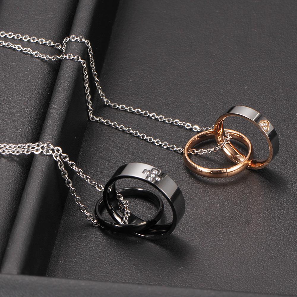 European and American Double Layer Heart Pendant Titanium Necklace - Valentine's Day Gift