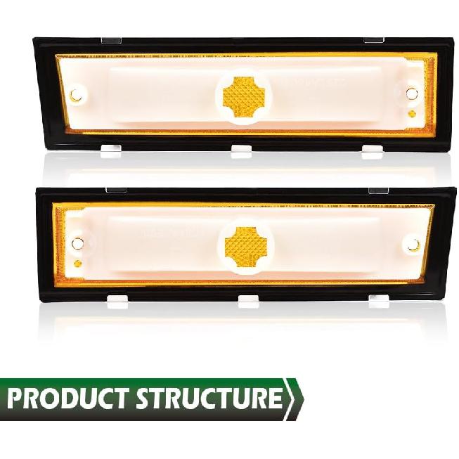 GRAND ORANGE Front Side Marker Lights Chrome Bezel Amber Lens Fit Chevy Blazer GMC Jimmy Suburban C/K R Truck 1981-1991, 915558 915557 GM2551107