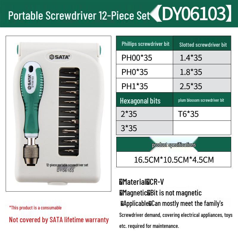SATA Mini Screwdriver Set: Multifunctional Flathead, Phillips, Hex, and Torx Tools
