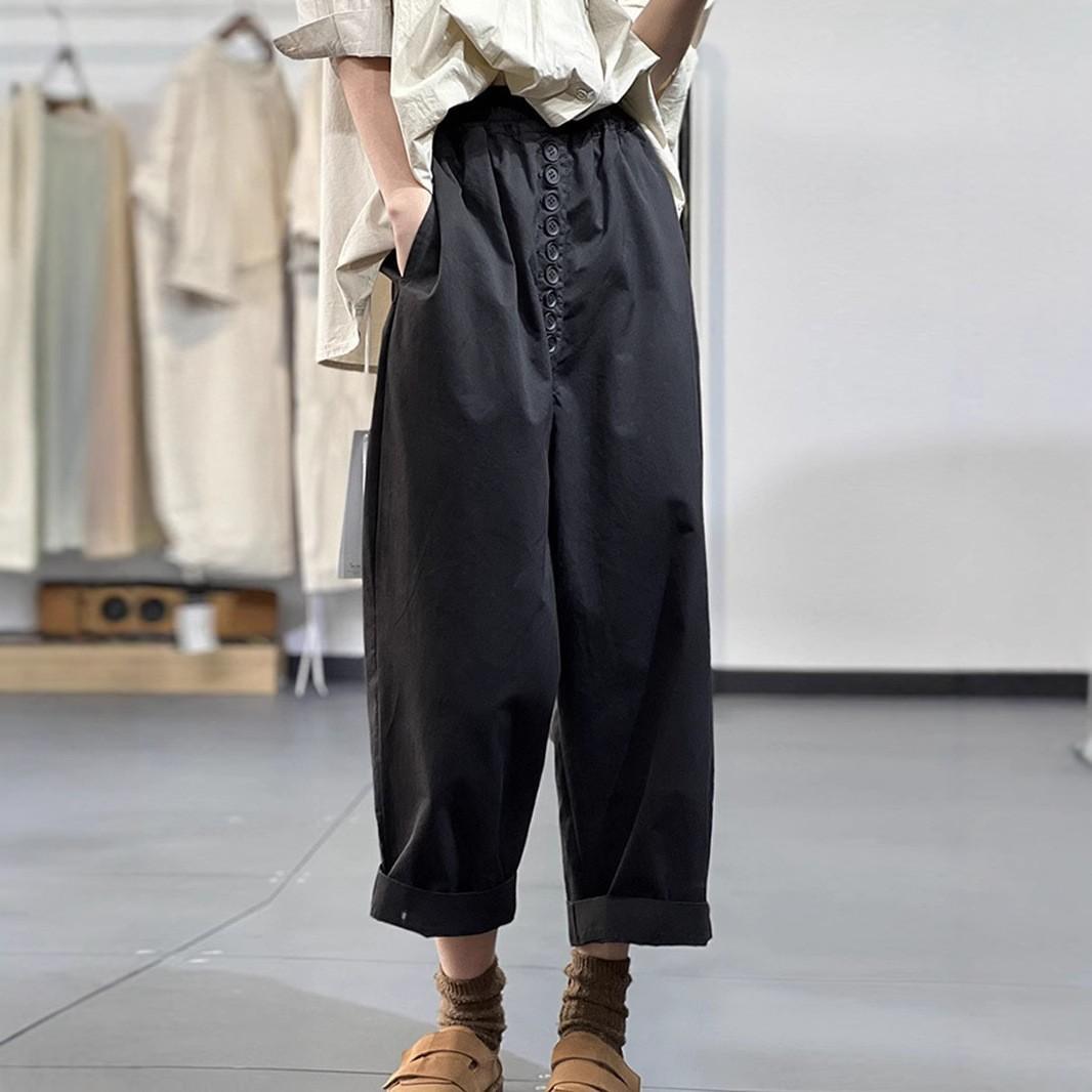 

Весна 2025 года, новая литературная корейская версия, однобортные свободные и тонкие повседневные универсальные однотонные хлопковые брюки-харлан для женщин M