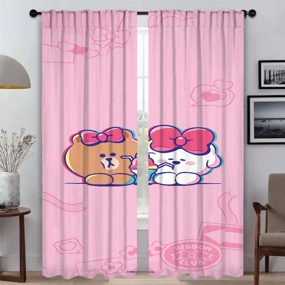 Elegant Room Curtains for Living Room L-LINE Partition Home Interior Curtains 2 Pieces Halloween Decoration Window Curtain Child