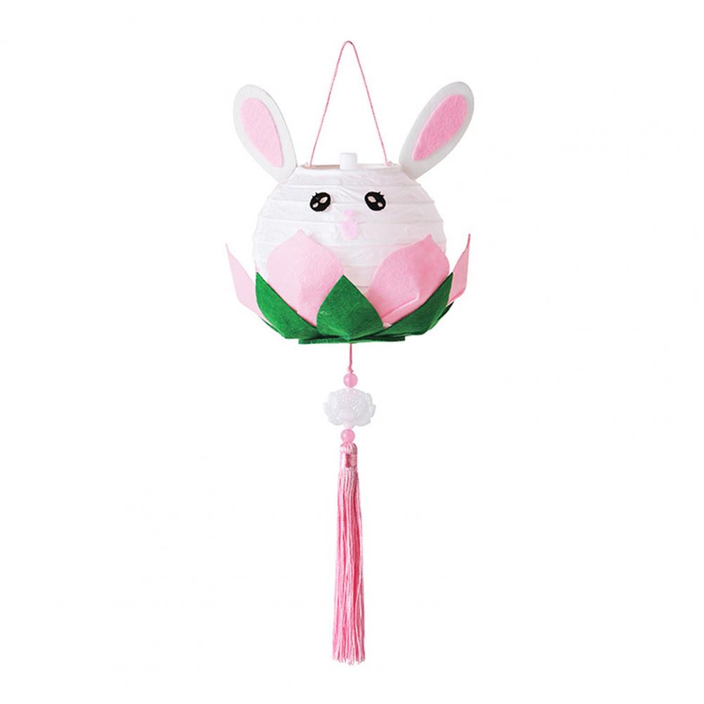Rabbit Lantern Children Lantern Craft Handmade Led Rabbit Festival Lanterns Kit for Mid-autumn Parent-child Crafts Traditional розовый