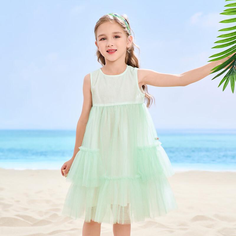 Montagut Kids 2026 Summer Girls Spliced Mesh A-line Dress 120