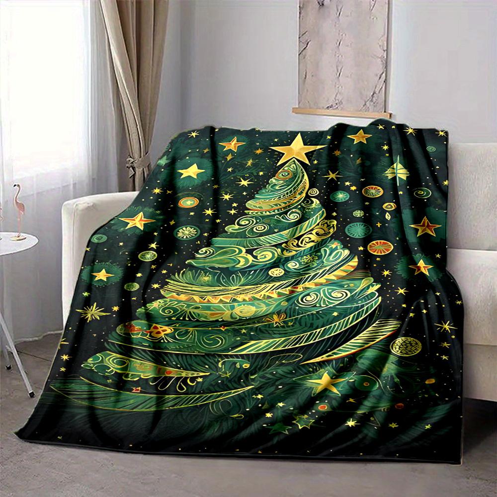 1pc Christmas Tree Decorations Blanket, Lightweight Flannel Throw Blanket for Sofa, Bed, Travel, Camping, Living Room, Office, Couch, Chair, and Bed