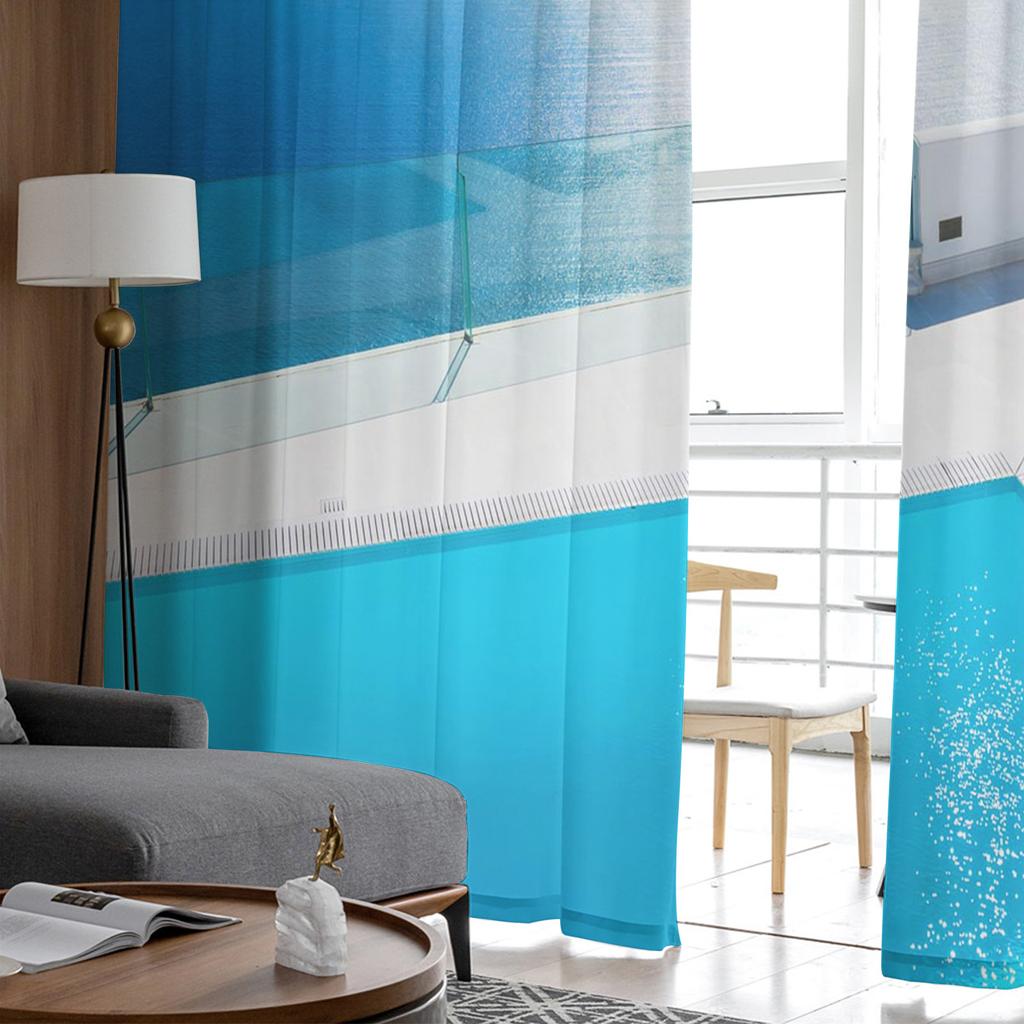 Meer Gebäude Stuhl Landschaft Tüll Vorhänge Für Wohnzimmer Dekoration Moderne Chiffon Sheer Voile Küche Vorhang