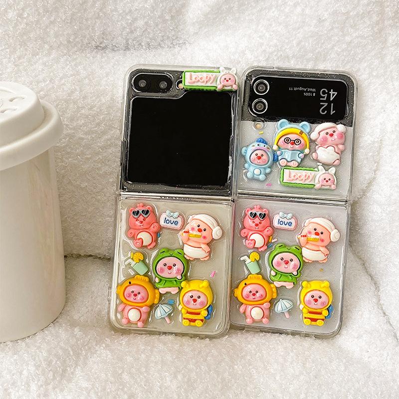 Dla Samsung Z Flip5 Składane Etui Flip Z Fold6 Etui na Telefon   dla Flip4 Błyszczące Ins Urocza Czapka Edycja Damska