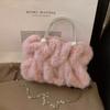 Exquisite square velvet high-quality fur sense luxury new shoulder bags for women simple