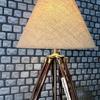 Large Natural Teak Wood Tripod Lamp - Industrial Designer Studio Floor Lamp, Adjustable Lighting Fixture Home Decor Collectible
