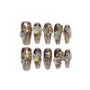 Ongles artificiels faits à la main Caramel Plein diamant Ambre Tache Luxe Coeur Diamant Automne Ongles de photothérapie Ongles réutilisables et amovibles