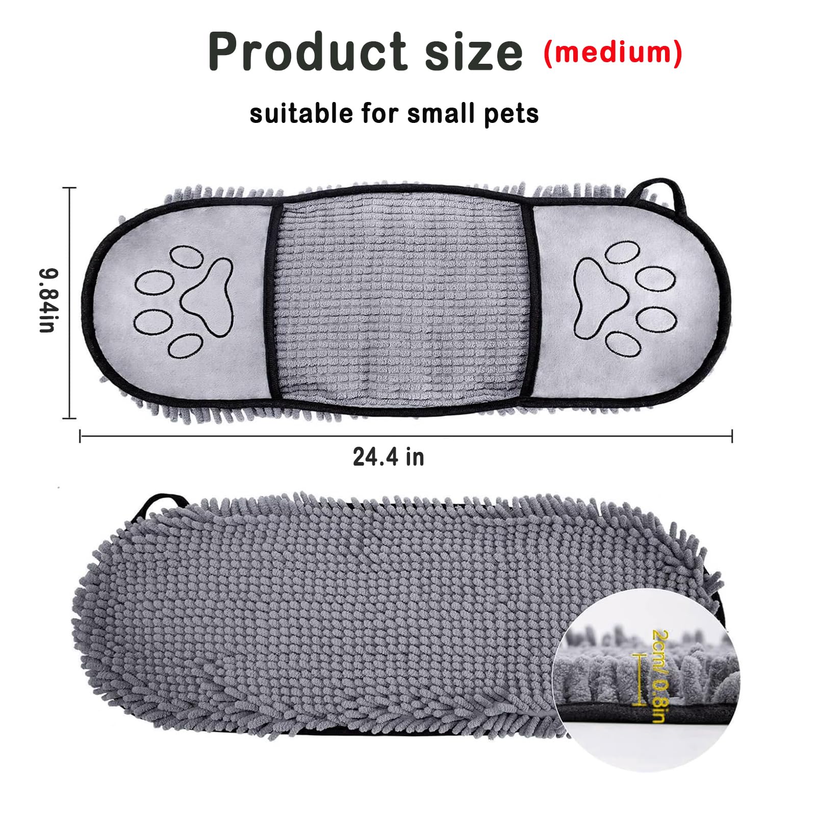 

Super Absorbent Microfiber Pet Towel with Hand Pockets - Quick Dry for Dogs, Indoor & Outdoor Use M