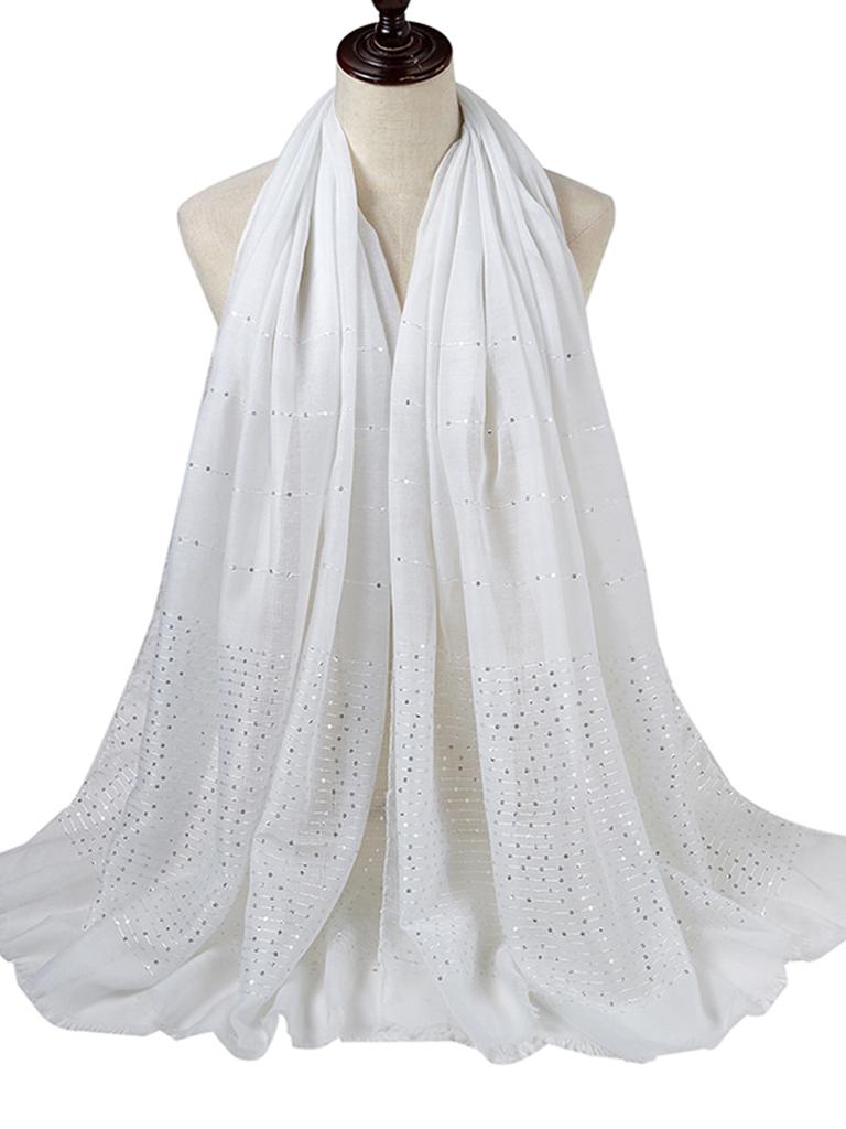 Design Shimmer Muslim Hijab Stripe Scarf Islamic Women Cotton Viscose Shiny Shawl Plain Hijab Scarf Tudung Bawal