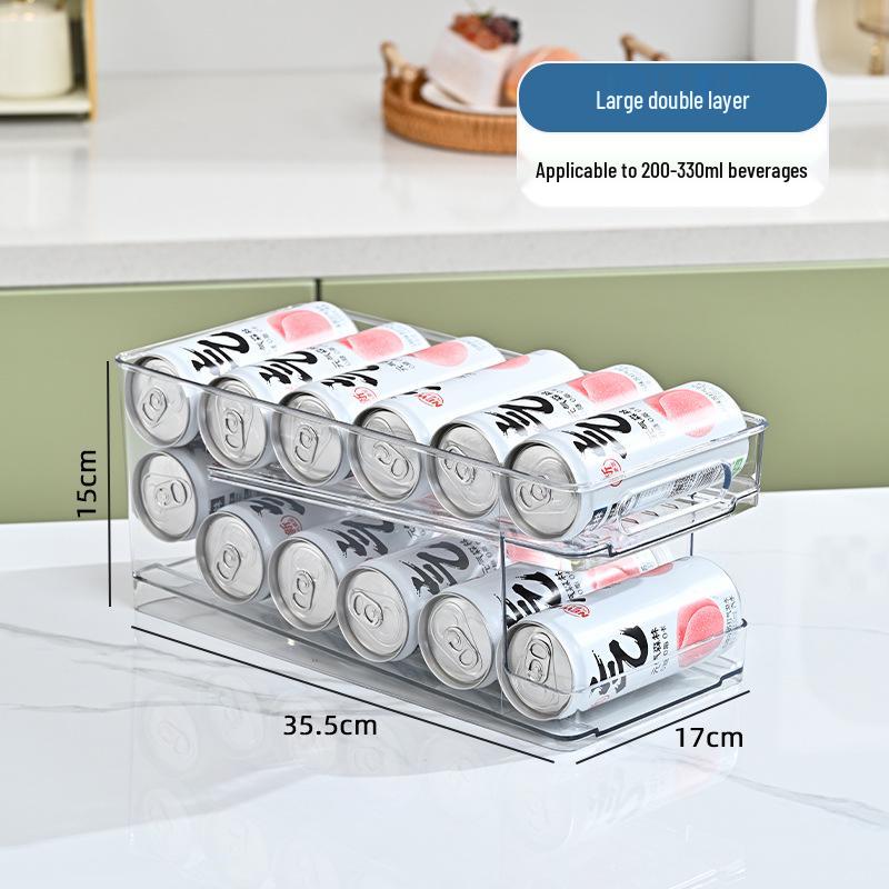 Double-Layer Self-Rolling Beverage Storage Rack for Cans (Large Size)
