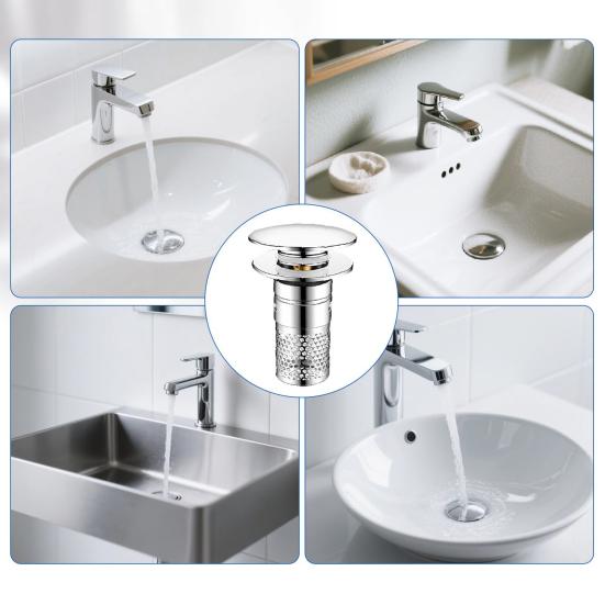 Bathroom Sink Stopper Pop-up Drain Strainer Hair Debris Catcher Sink
