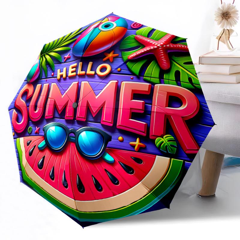 Diseño de Rodaja de Sandía Paraguas Automático para Exteriores Diseño Retráctil con 8 Varillas Durabilidad Ligero Regalo Perfecto para Amigos Familia