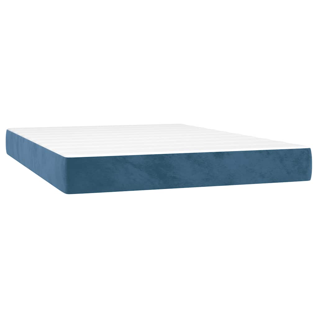 Pocket Spring Mattress Medium Firmness Dark Blue 140 x 210 x 20 cm Velvet