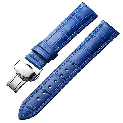 BINLUN Genuine Leather Watch Band, Replacement, Genuine Leather, Calf Leather with a Snake Pattern, Unisex, 10 Colors, 12 Sizes (12/13/14/16/17/18/19/