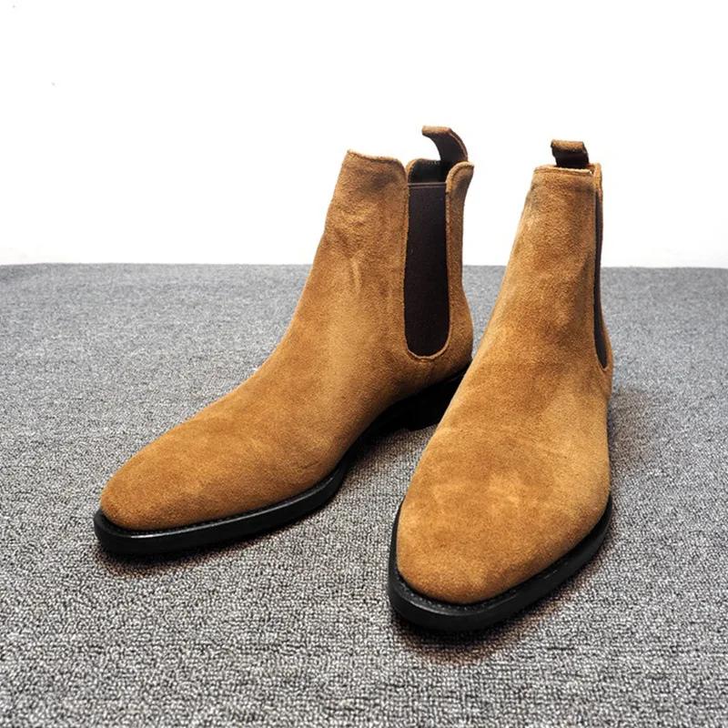 Men's Chelsea Boots 2025 New Small Square Head Men's Shoes Versatile Fashion Men's Short Boots Ankle Boots