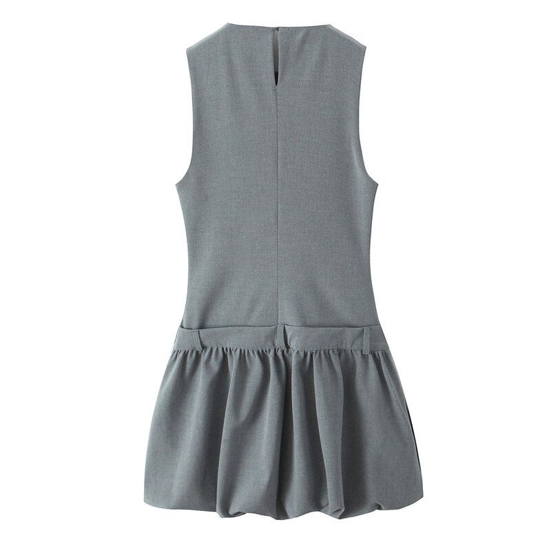 Fashion Style 2024 Fall and Winter New Women's Clothing Easiest for Match Wide Swing Round Neck Sleeveless Short Version Dress 9122554
