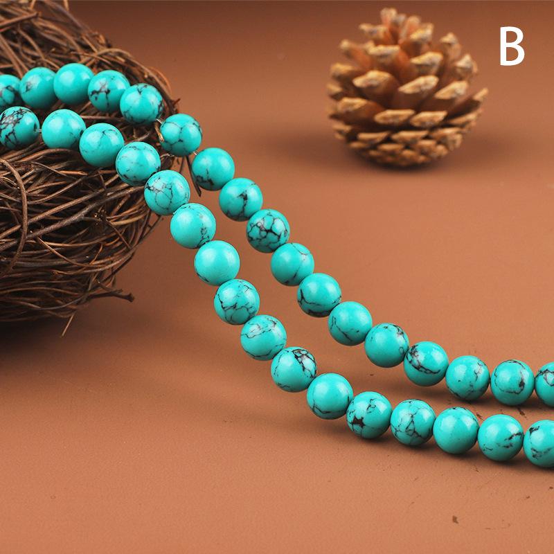 Turkusowe Koraliki w Odcieniu Zielonkawym do Tworzenia Bransoletek DIY – Sznur Okrągłych Koralików