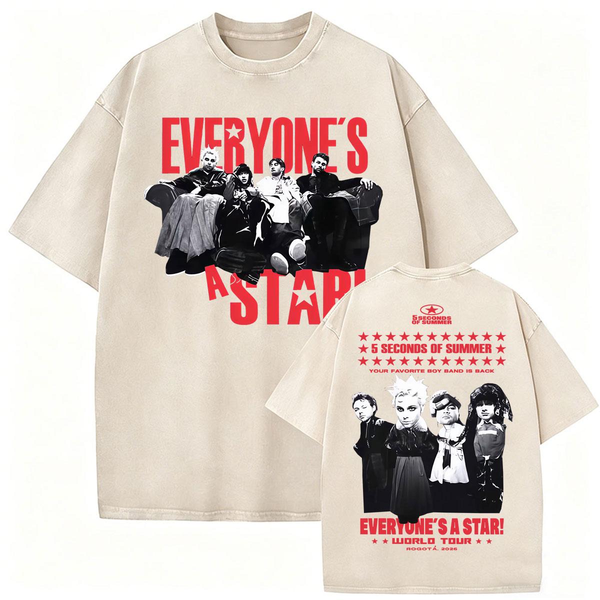 

Seconds of Summer Everyones A Star World Tour Vintage Washed Tshirts Men Women Fashion Hip Hop Gothic Oversized T Shirt S
