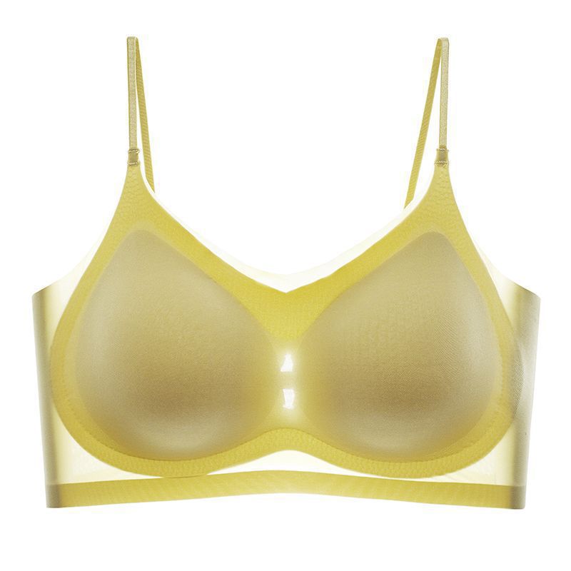 

Summer ultra-thin new beautiful back underwear women s small breasts gather seamless bra big breasts show small tube top sports bra women 2xl【2023】 жовтий