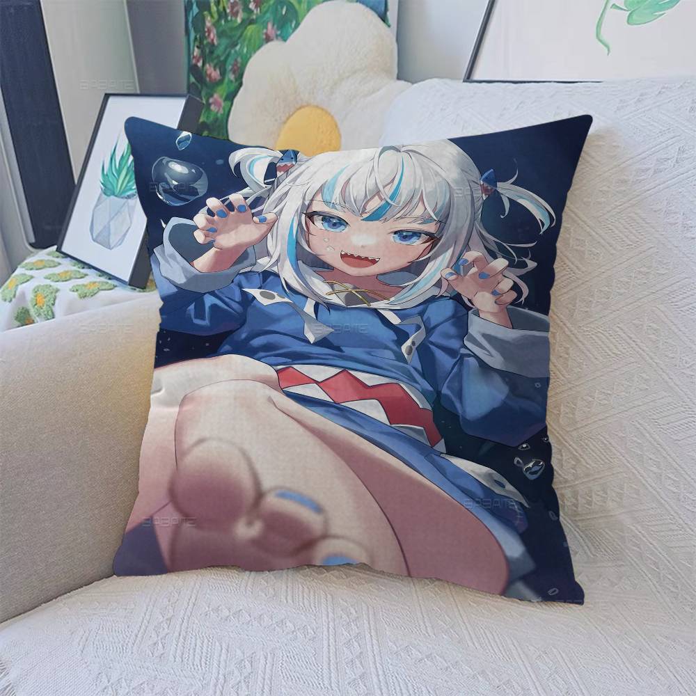 Gawr Gura Kawaii Cushion Cover Pillow Cover Decor Pillowcase Printed Cushion Case for Couch