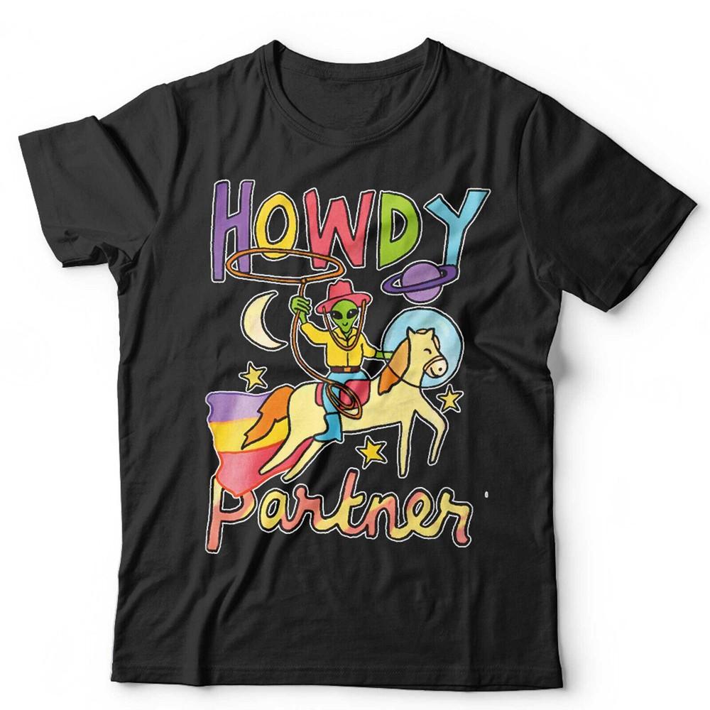 

Инопланетная футболка Как дела, партнер Космический ковбой Унисекс Винтажная НЛО Смешная Ретро Вестерн XL