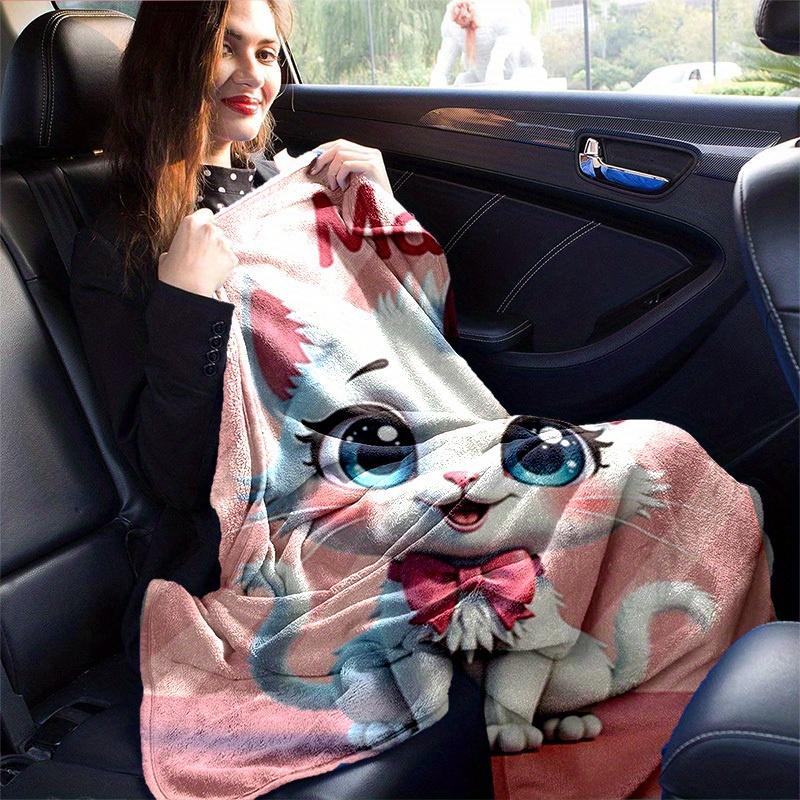 1pc Cute Cartoon Cat Cartoon Blanket, for Decorating Your Own Sofa and Living Room, Super Soft Flannel, for All Season Use, Bed, Couch, Offi