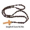 Elegant Necklace Wood Grains Rosary with Natural Beads and Crucifix Spiritual Jewelry for Devotion Meditations