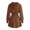 Women's Long Sleeve Hooded Sweatshirt with Ruffled Waist