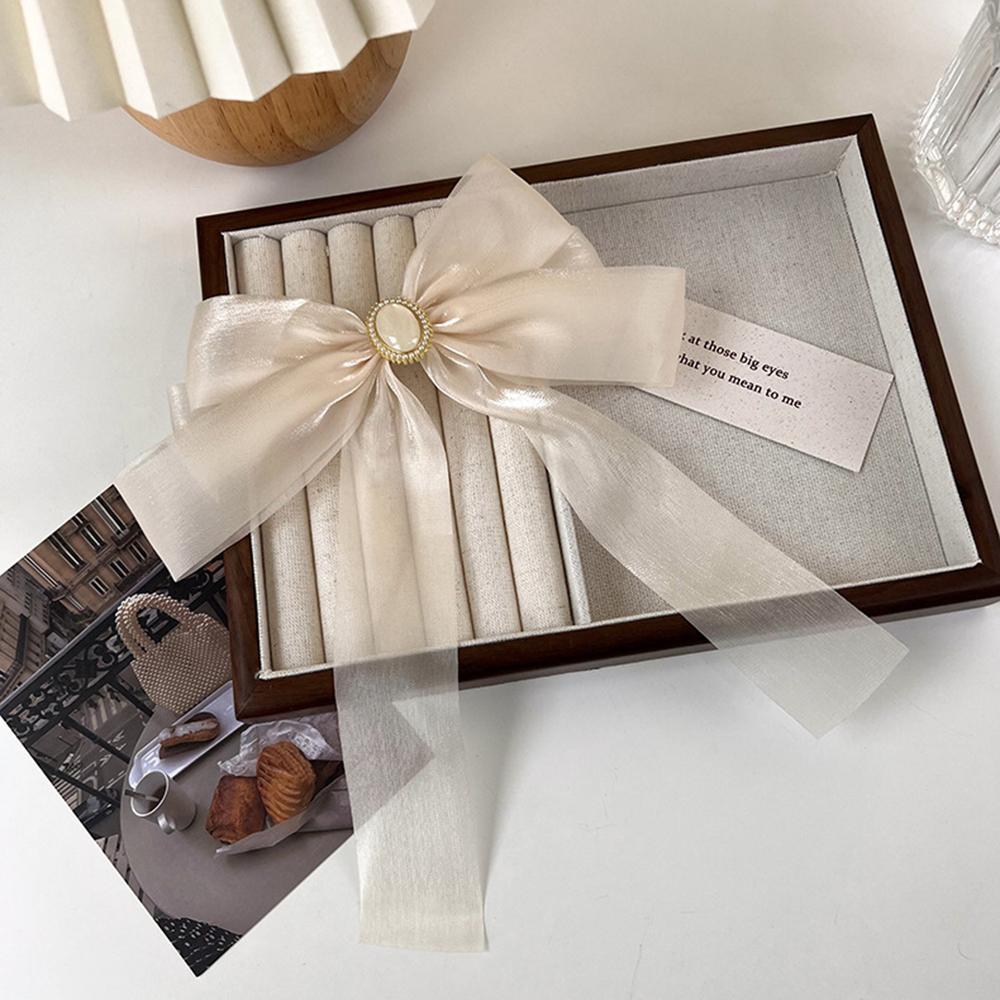 Sweet French Organza Ribbon Bowknot Hair Clip Women Net Yarn Spring Clip Top Clip Barrettes Gauze Large Bow Hairpins Headwear