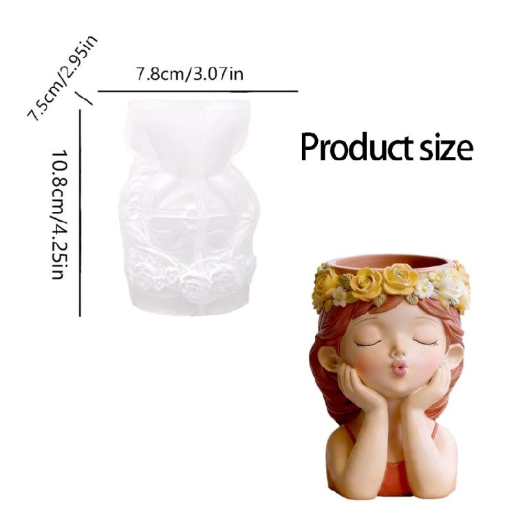 Adorable Girl Shape Silicone Molds For Resin Casting Making Candle Holder Pencil Cup Gypsum Flowerpots Home Decoration