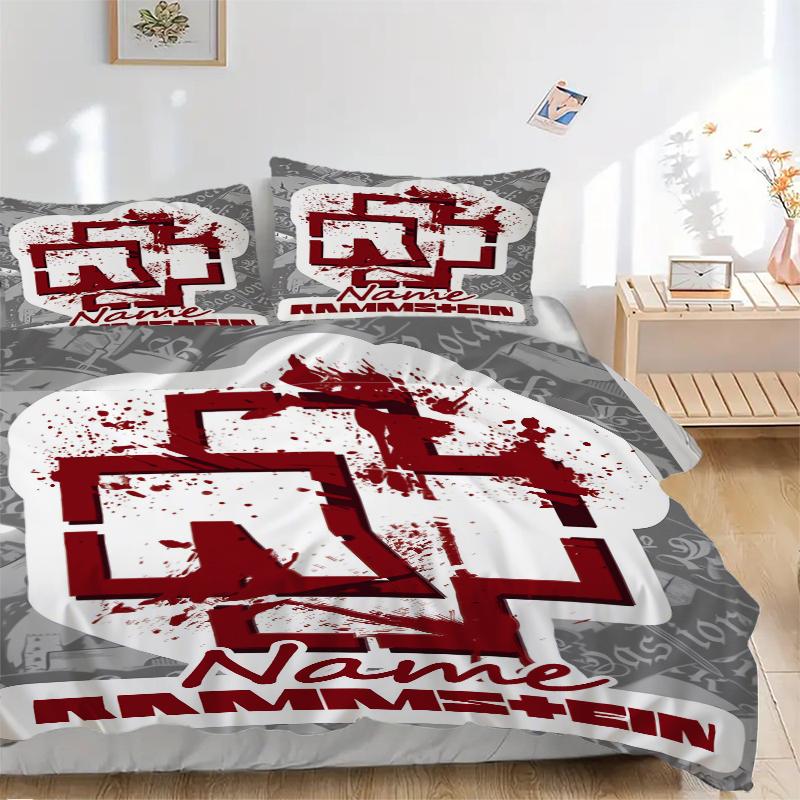 Custom Textile Rammstein Metal Bedding 3 Piece Set HD Print Duvet Cover Pillowcases for Teens Adult Bedroom Decoration