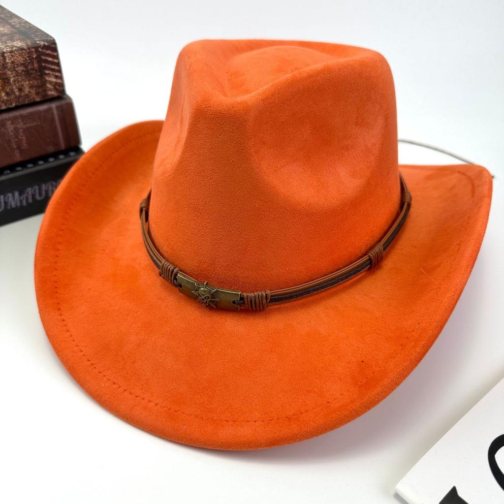 Western Cowboy Hat Women Woolen British Suede Belt Peach Heart Top Hat Felt Hat