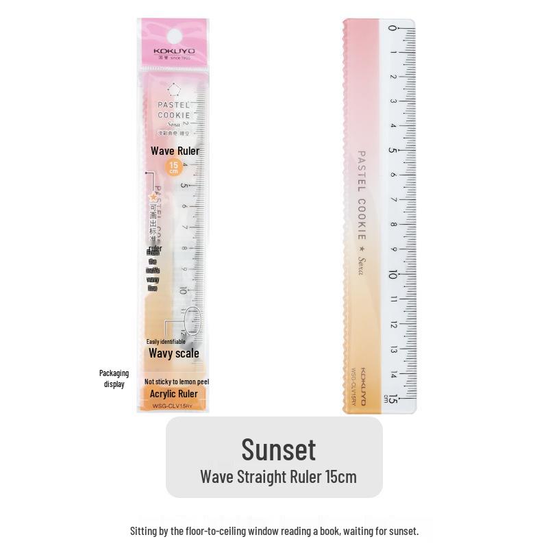 Kokuyo CLV15 Sky Blue Acrylic Ruler with Wavy Edge 15cm оранжевый/красный