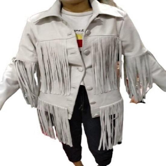 Noora Women's White Genuine Lambskin Leather TRENCH Coat, Western Style TASSEL Jacket, Boho COWGIRL Fringed Style Leather Long Coat, Gift for Her