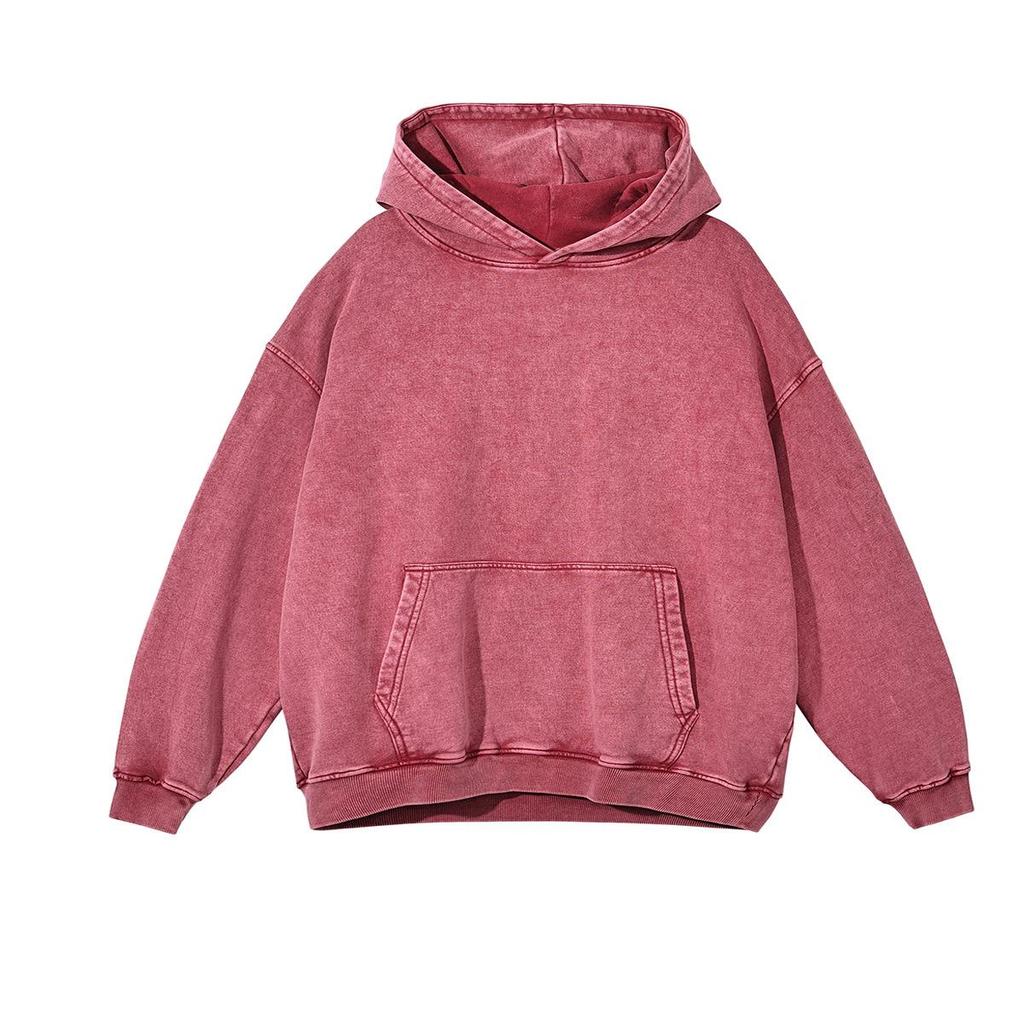 Młodzieżowa Wiosenno-Jesienna Sprana Kurtka z Kapturem w Stylu Vintage, Luźny Krój, Retro Przystojna Bluza