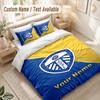 Set de lenjerie de pat cu nume personalizat 3 piese Imprimeu Leeds United Husa de pilotă + 2 fețe de pernă Decor moale pentru pat