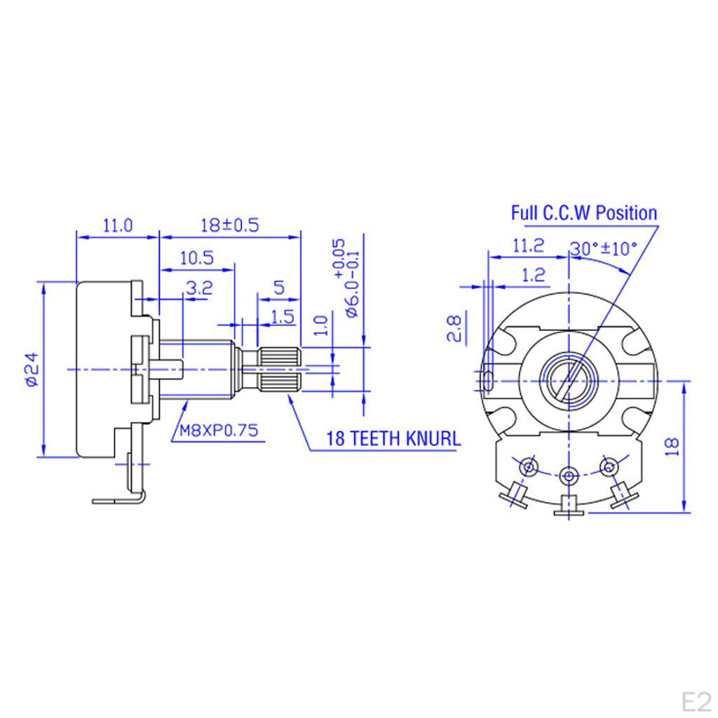4pcs Full / Volume Pots Potentiometer Dia 24mm Mm Shaft