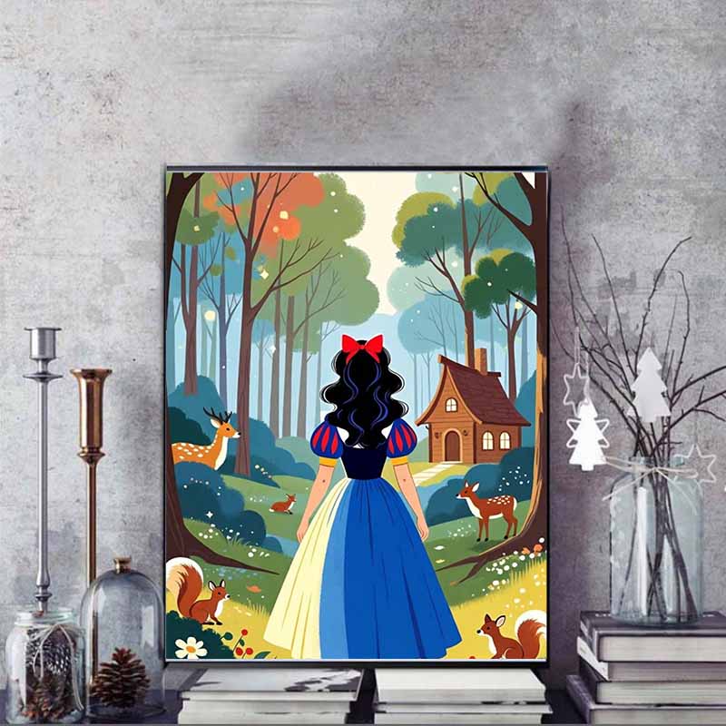 Disney 5D DIY Diamond Painting Snow White Healing Illustration, Embroidered Mosaic Cross Stitch Home Decor Gift Crafts