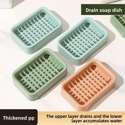 Double-layer Draining Soap Box, Non-drilling Bathroom Soap Box, Bathroom Storage Rack, Suction Cup, Double-layer Soap Rack
