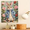 Peter Rabbit Floral Pearl Art Canvas with Frame 3D Shiny Bead Painting Modern Room Decor Relaxing Handmade Craft Gift Ideas for Home
