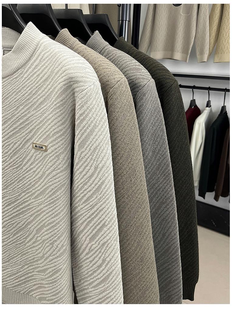 Herren Herbst/Winter Jacquard Strickpullover - Dick mit halbohem Kragen für lässige Wärme