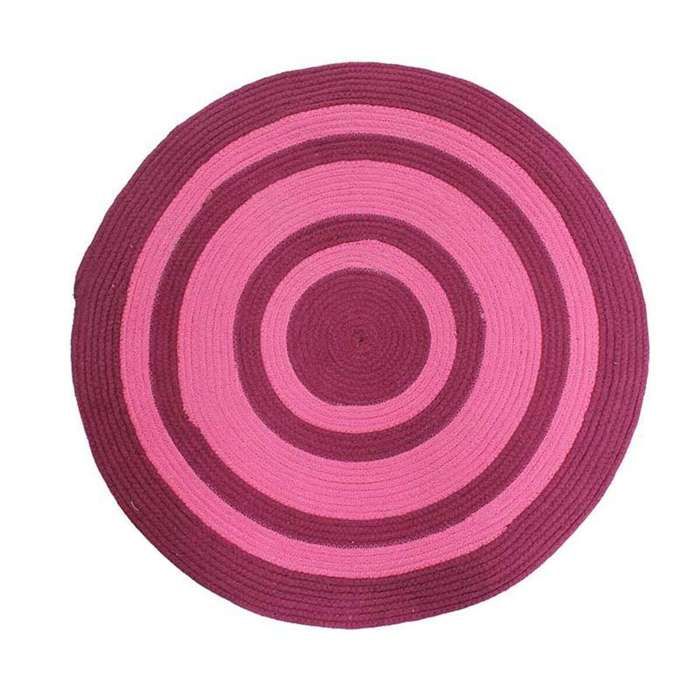 Living room rug in two-tone pink rope-effect cotton diam.70 rosa