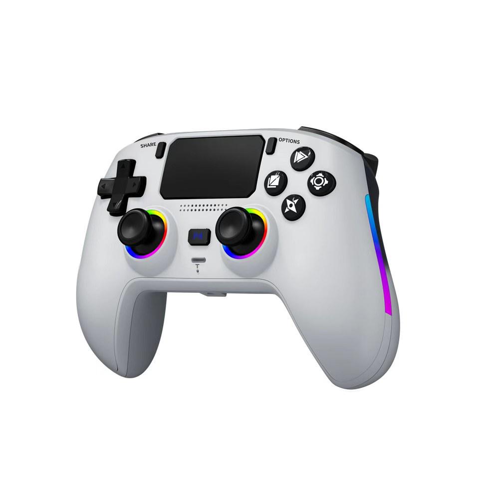 PS4 Wireless Bluetooth Game Controller with Hall Effect Triggers, Magnetic Faceplate, RGB Lights, Dual Vibration, and Six-Axis Gyroscope.