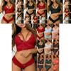Women's Ultra Smooth Sexy Lace Lingerie Push Up Bra And Thong Set For Nightwear