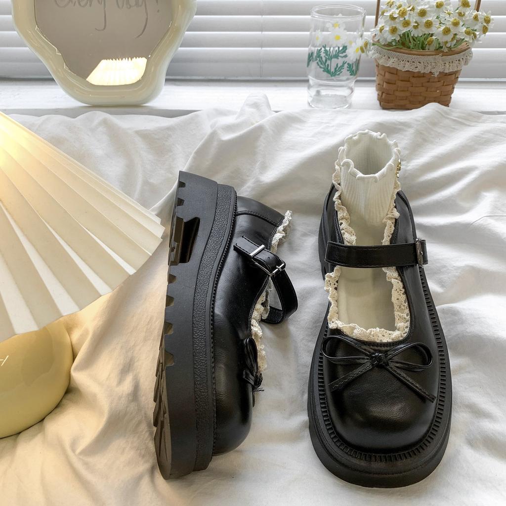 Vintage Lace Japanese Mary Jane Small Leather Shoes Women's 2025 Summer New Platform with Skirt Jk Lolita Single Shoes